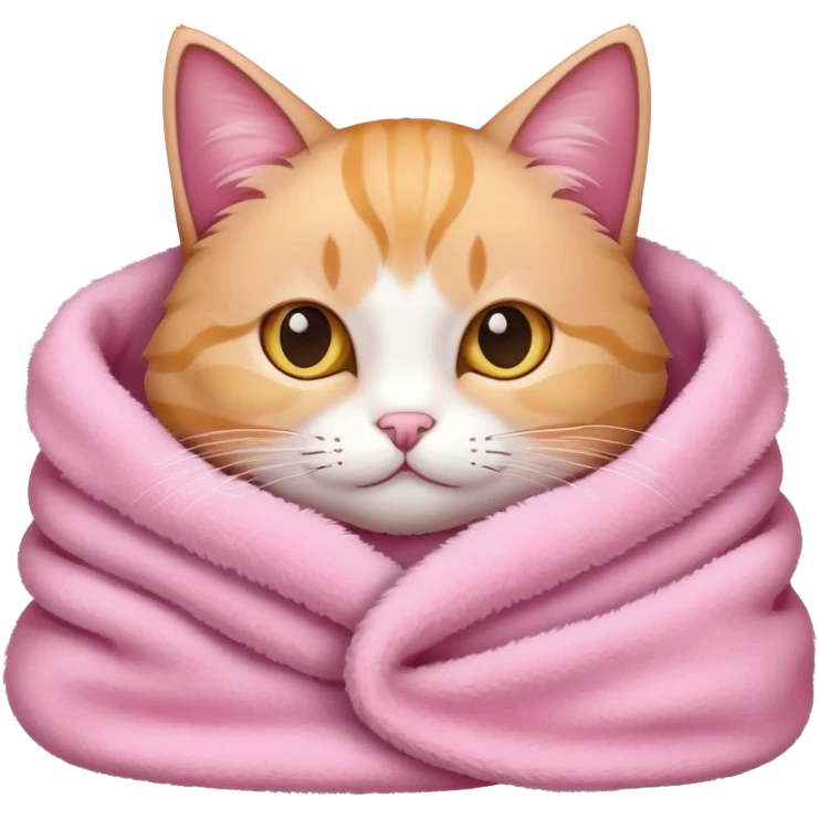 cat in a pink soft blanket  emoji
