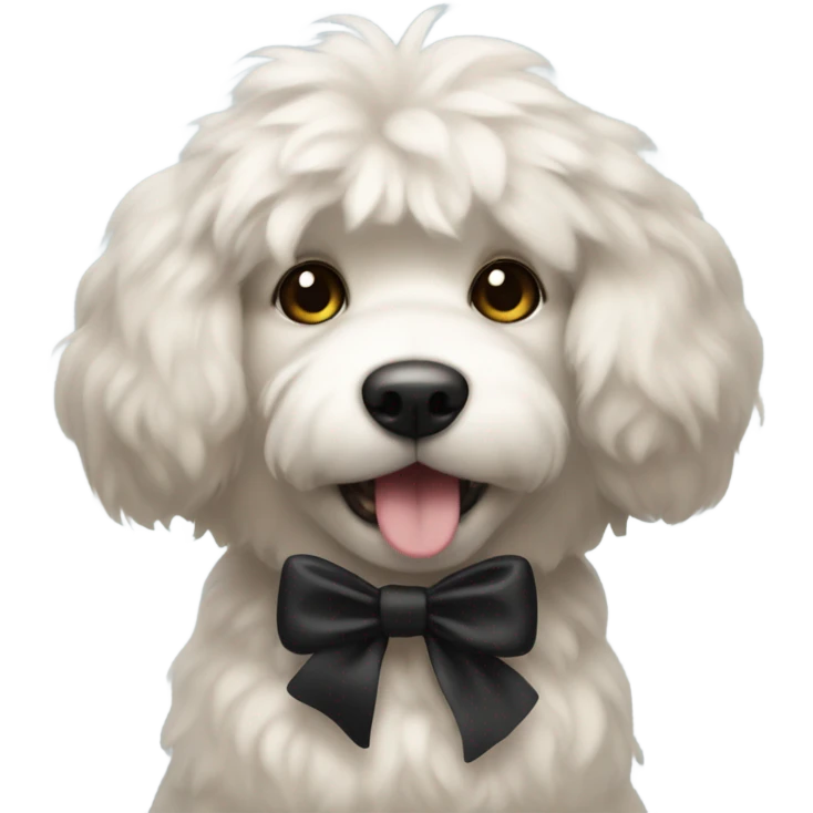 Fluffy Dog wearing a black bow emoji