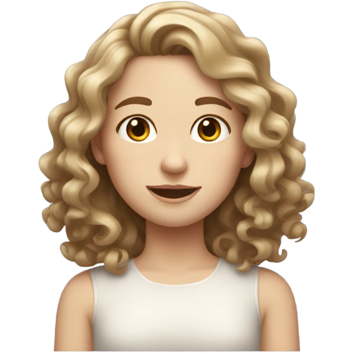 pale girl curly/ wavy brown shoulder length hair  emoji