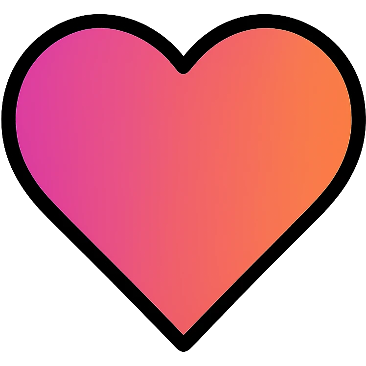 modern icon style gradient heart icon, clean lines, gradient with inner shadow, no text emoji