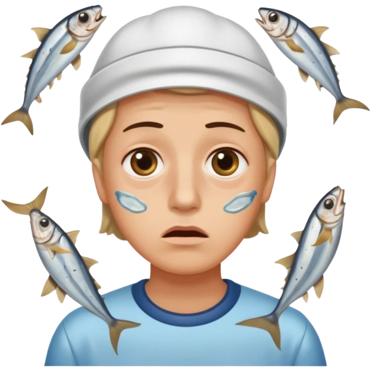 una persona con cara de anchoa preocupado con cara de anchoa el pez anchoa pero en la cara las anchoas emoji