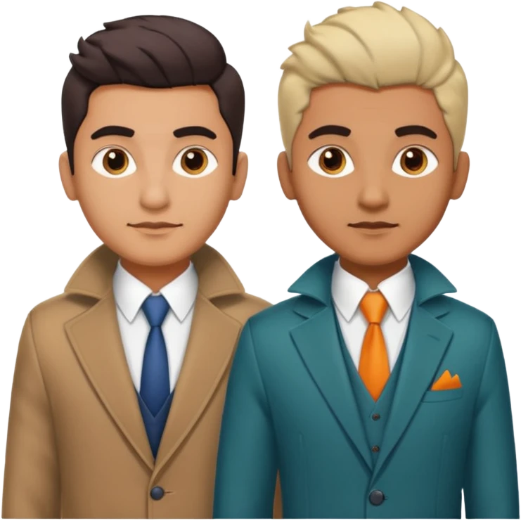 two same look brother both busnessmen indian look just gove diffrenet colour of coat and little bit variation in hairstyle emoji