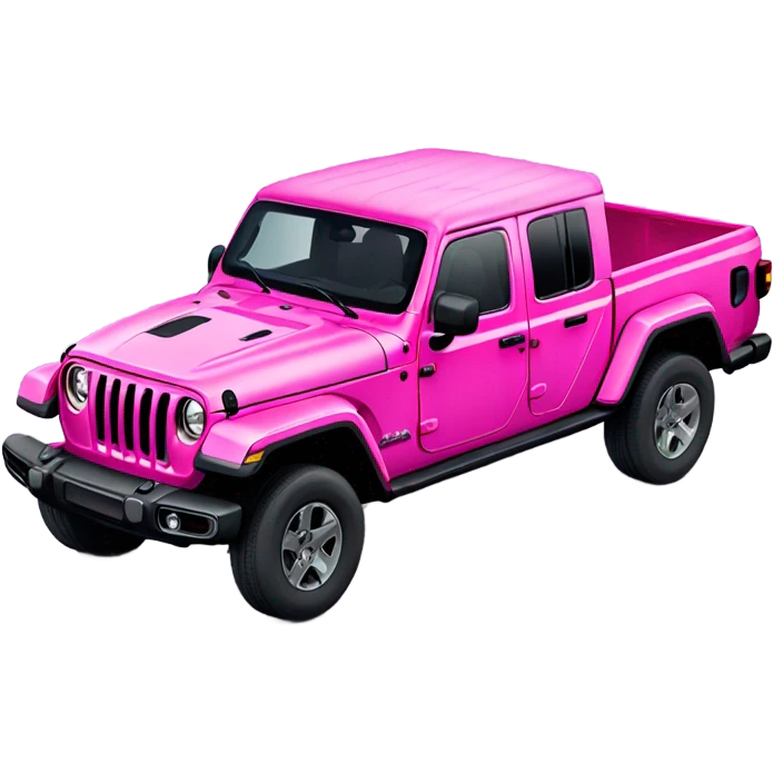 Realistic hot pink to pastel pink ombre Jeep Gladiator truck. emoji
