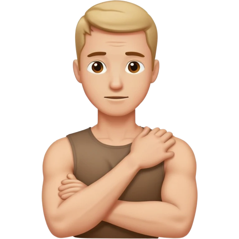 guy with arms crossed grabbing neck emoji