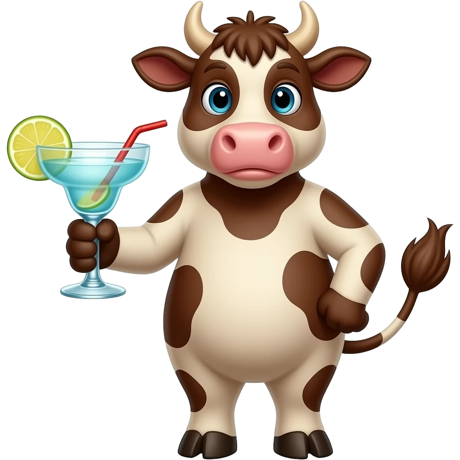 cow holding a margarita emoji
