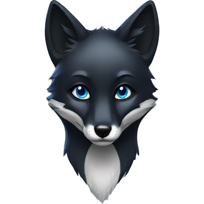 Black fox blue eyes emoji