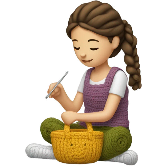 Girl crocheting emoji