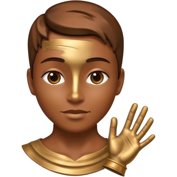 A portrait cast with tin emoji