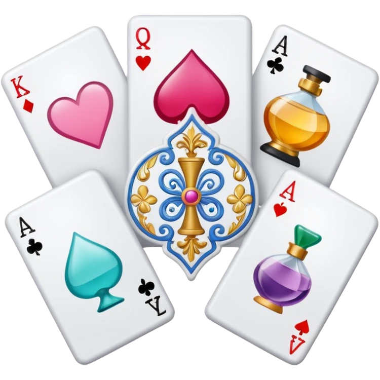 emoji of playing cards with illustrations of beauty products on them
 emoji