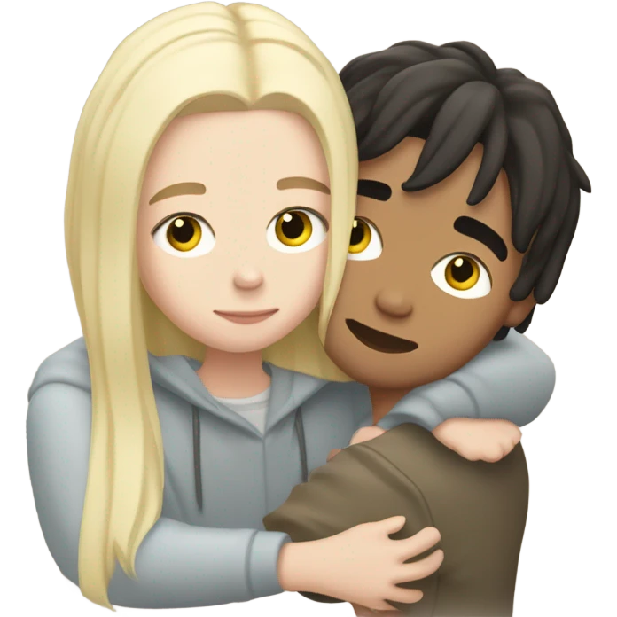Billie eilish hugging with boy middle part hairs blonde mix with brunette hairs  emoji