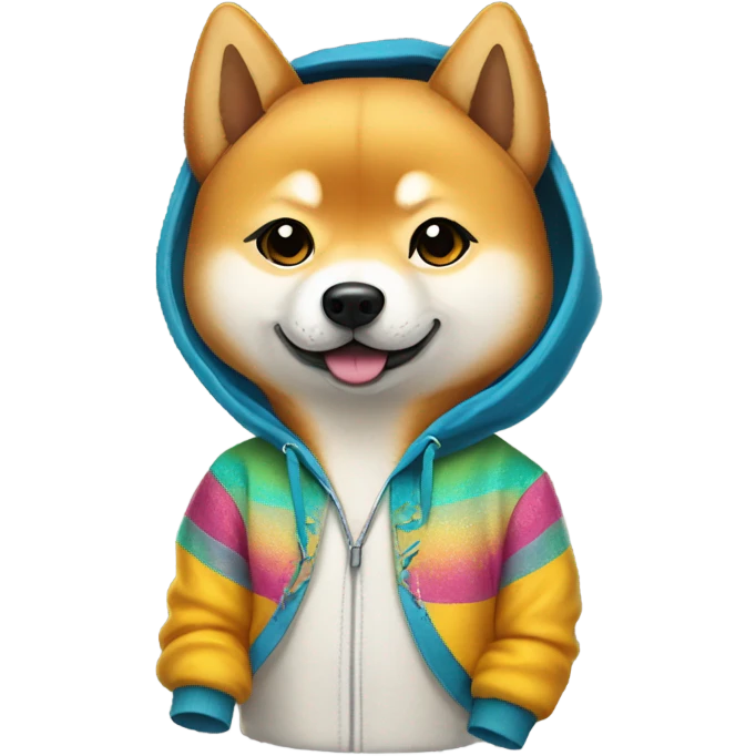 Shiba Inu wearing a hoodie and sneakers  emoji