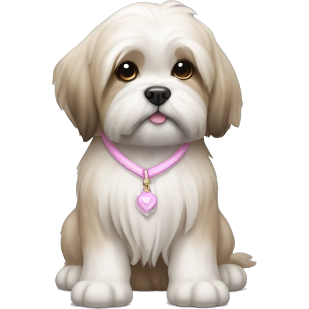 Lhasa apso puppy with lightpink necklash  emoji