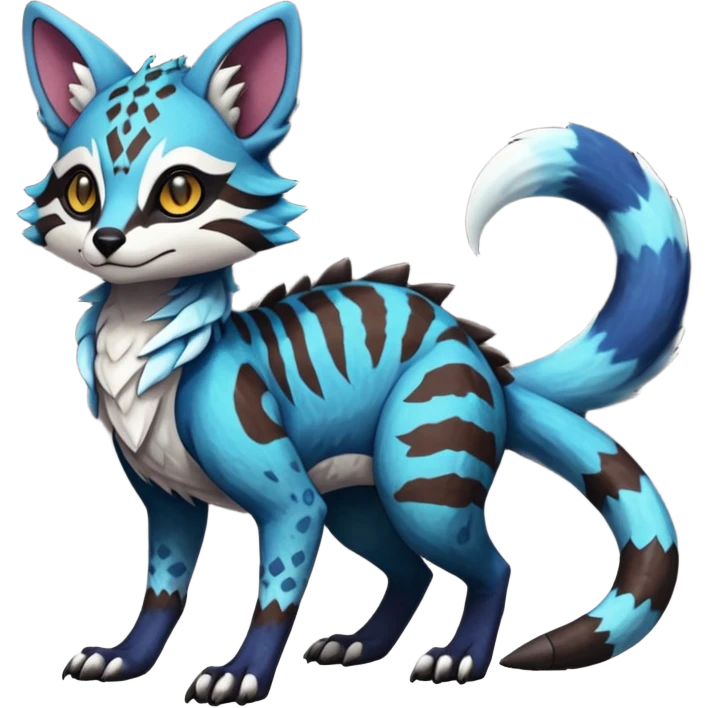 Rare realistic exotic cute epic pretty beautiful handsome gorgeous aesthetic colorful vibrant Vernid-Protogen-Primagen-Wickerbeast-Genet-Sergal-Trico-species-Fakemon-hybrid-creature by LiLaiRa, beautiful intricate markings, full body emoji