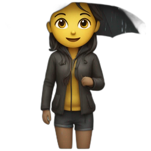 Oilskin girl under rain emoji