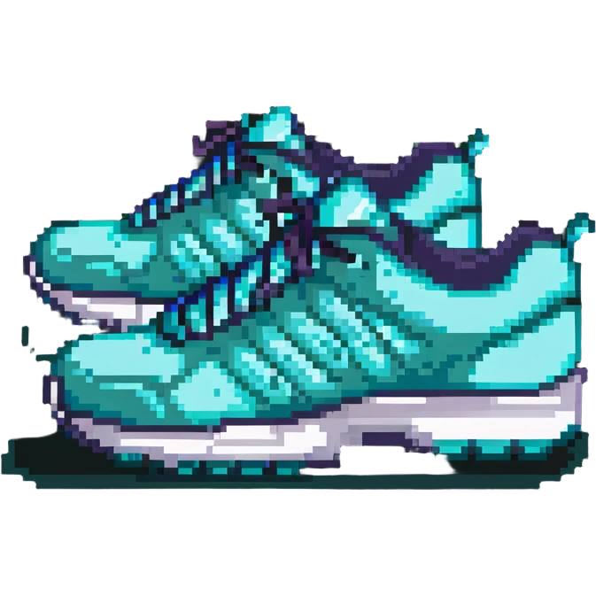turquoise running shoes, athletic footwear, blue-green sneakers emoji