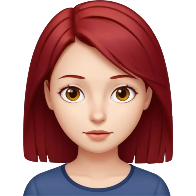 woman with straight dark red hair thin face cute emoji
