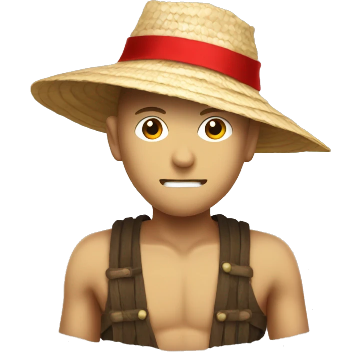 A strawhat with red ruban on it emoji