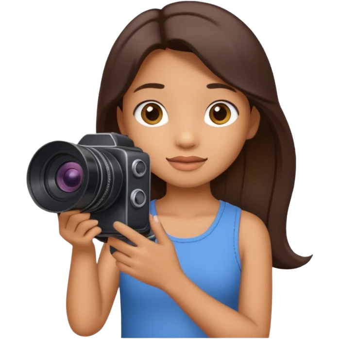 Lilo from Lilo & Stitch holding a camera, three-quarter view emoji