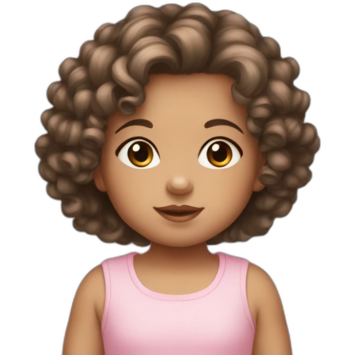 Baby Girl with dark Brown Short Curls and light skin emoji