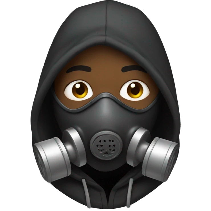 Black Man with hoodie with gas mask emoji