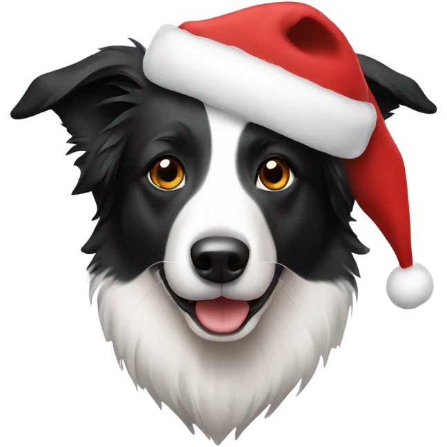 Border collie wearing christmas hat emoji
