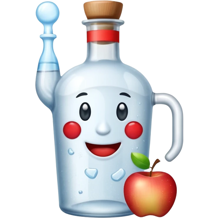 A bottle of vodka emoji in the style of Apple emoji with a handle. emoji