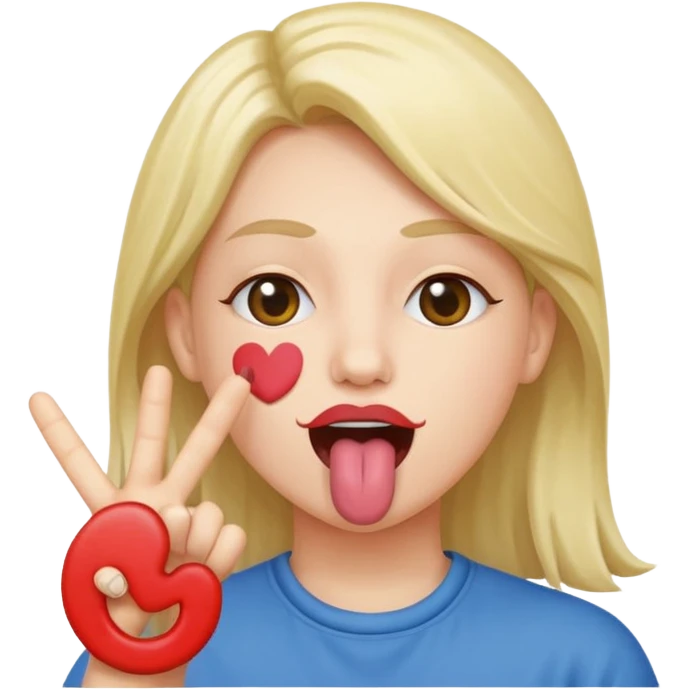 Peace sign in front of mouth with tongue sticking out  emoji