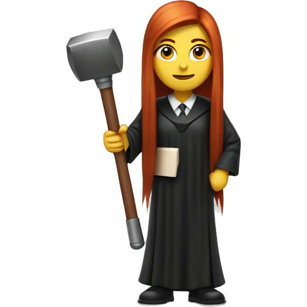 Red head long straight hair girl judge with hammer  emoji
