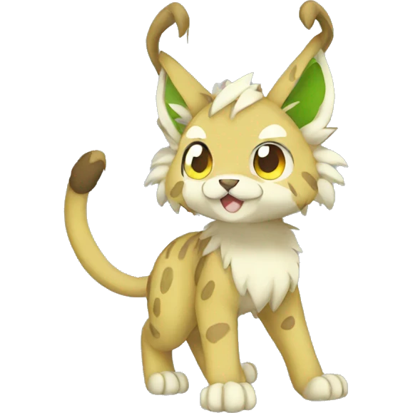 Grass-type Lynx-Fakemon full body emoji