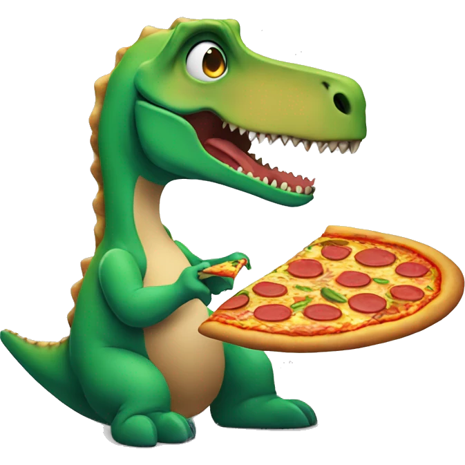 dinosaur eating pizza emoji