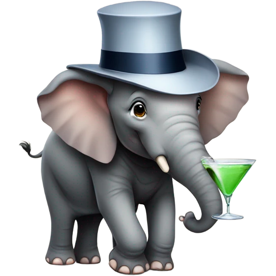 Elephant with a fedora and martini emoji
