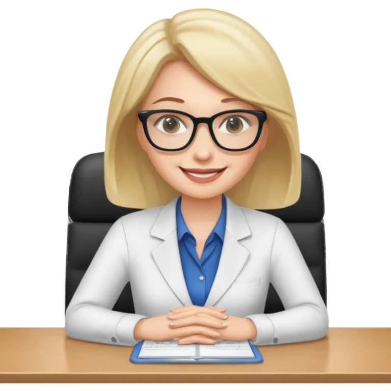 one white woman employee sitting in front of the desk emoji