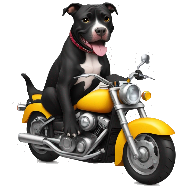 Black pit bull on a motorcycle  emoji