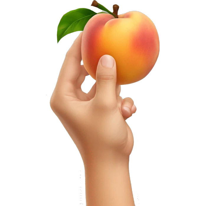 a hand that is holding a peach emoji