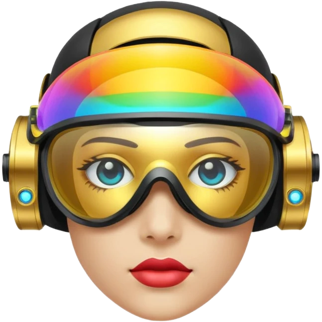 gold simulation rainbow visor goggles emoji