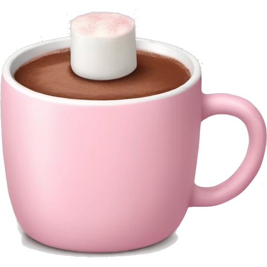 Light Pink mug of hot chocolate with marshmallows  emoji