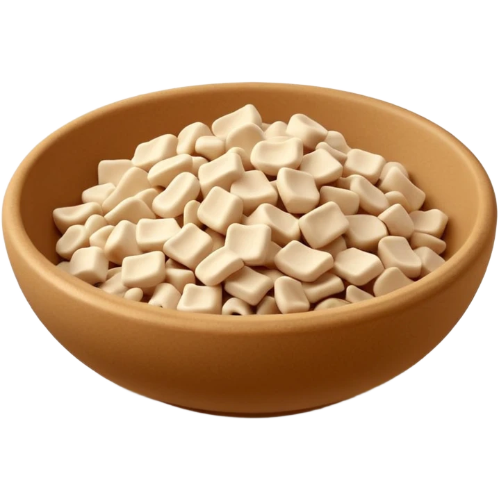 loose mound of irregular soy protein pieces, light beige, dry porous rough surface, uneven chunks or curls, airy fibrous, like dehydrated plant matter, no bowl packaging or garnish, soft lighting, subtle shadows, emoji scale emoji