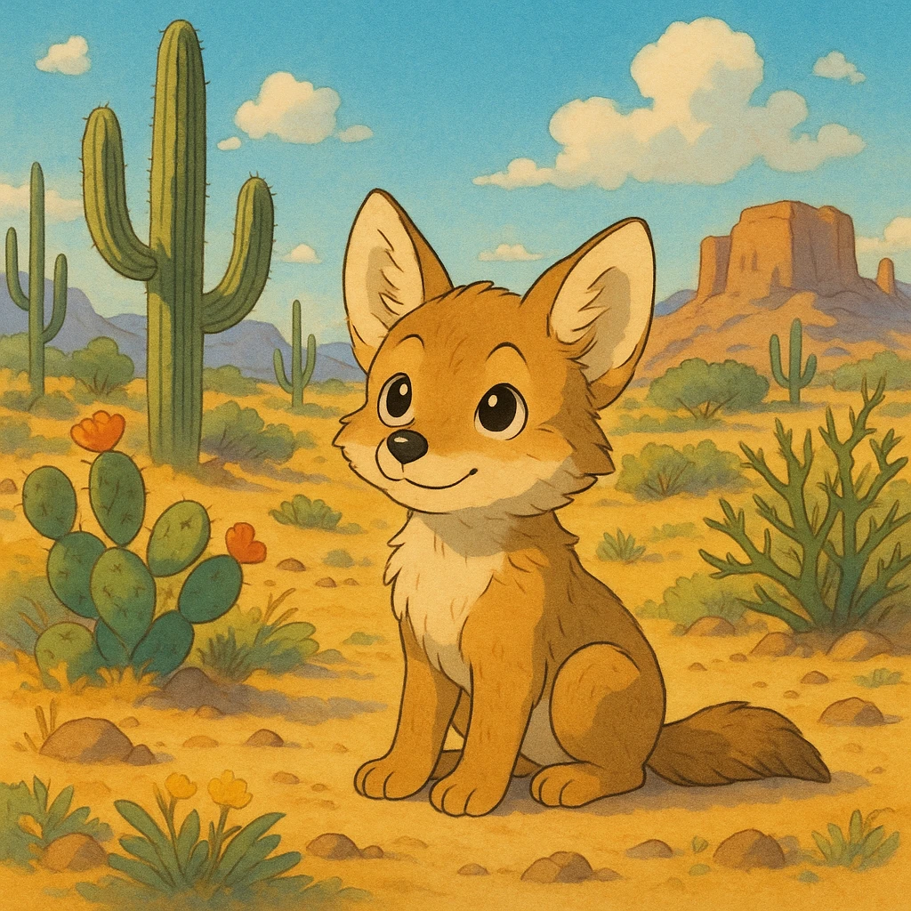 cute coyote pup in the sonoran desert emoji