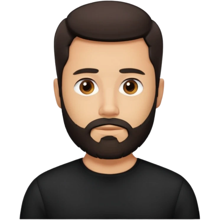 bearded man in black collarless shirt  emoji
