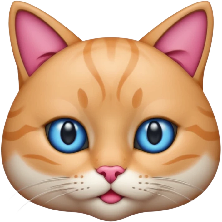 un emoji de lacara de un gato azul con rosa sorprendido emoji