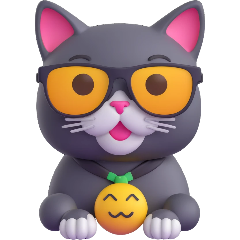 cat wearing sunglasses, 3D emoji style emoji