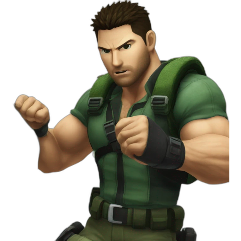 Chris redfield punching a rock emoji
