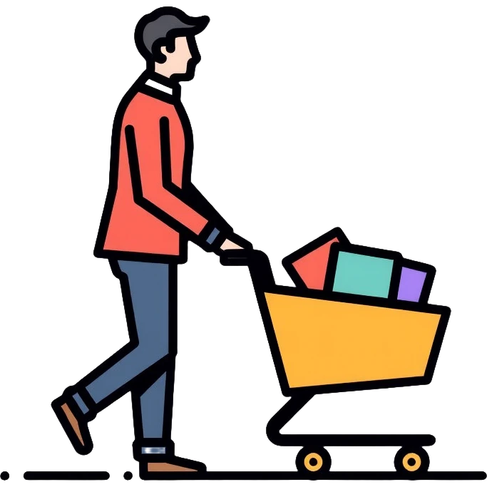 man with shopping cart emoji