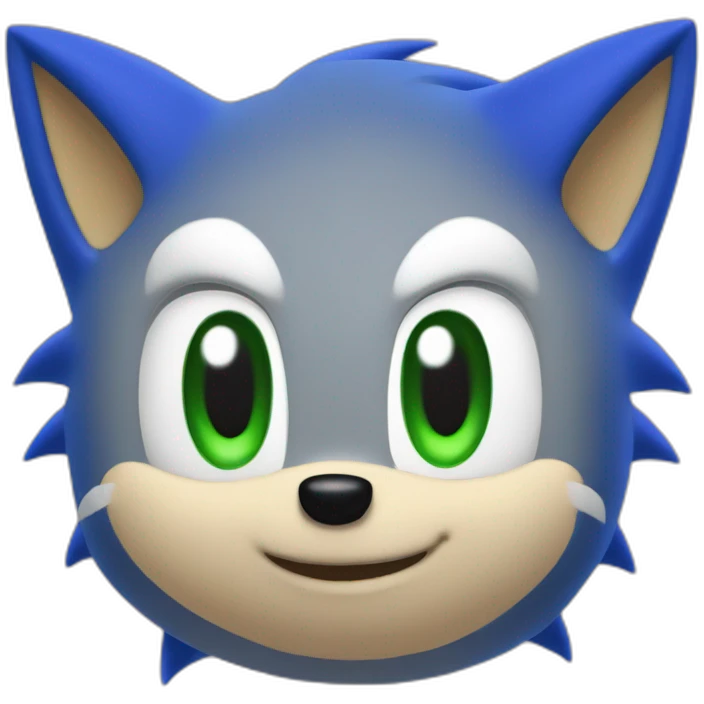 Face of Sonic The Hedgehog from SEGA, Blue Fur with a green eyes, emoji