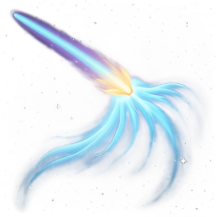  Cinematic Realistic Comet – A breathtaking image of a comet traveling through the cosmos, its icy nucleus releasing a brilliant, sweeping tail of glowing gas and dust. The light of distant stars refracts through the trail, creating a mesmerizing cosmic display. emoji