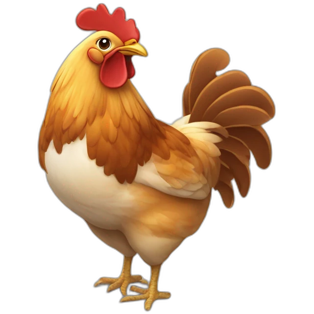 Poulet patte en l'air et une aile déployée emoji