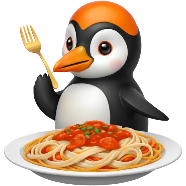Penguin eating pasta  emoji