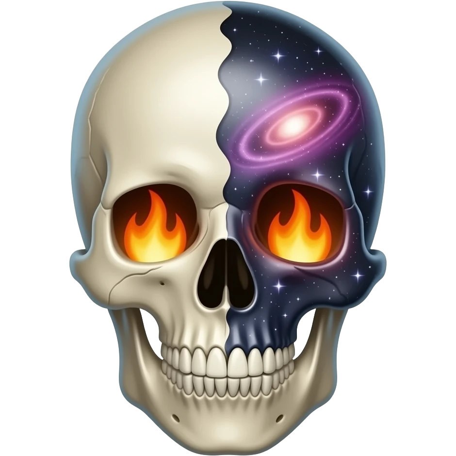 cartoon emoji skull open top brain fire galaxy cute glossy emoji