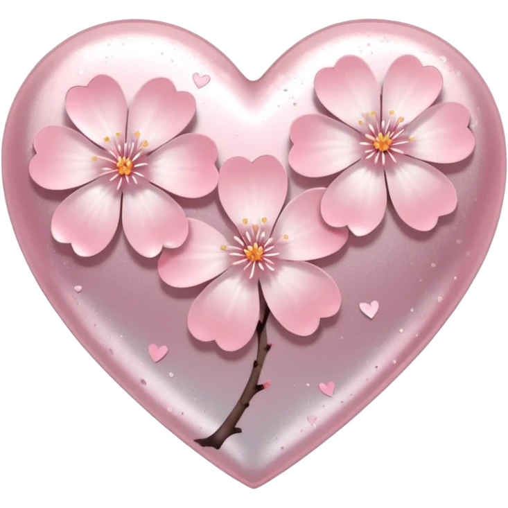 heart with a sakura blossom overlay and silver highlights emoji