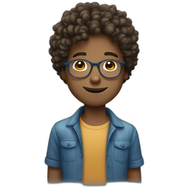 boy with blue eyes with glasses with curly hair emoji